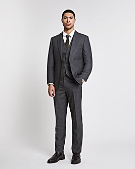 Charcoal Regular Fit Suit Trouser Long with Stretch