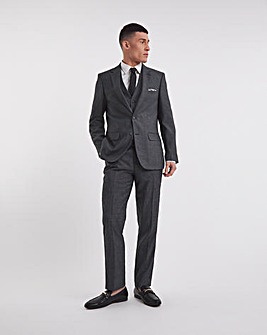 Charcoal Regular Fit Stretch Suit Trouser Short