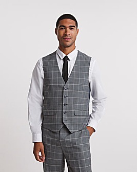 Blue Check Regular Fit Suit Waistcoat