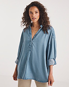 Mid Blue Soft Lyocell Denim Relaxed Tunic