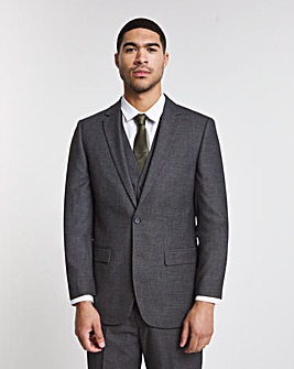 Charcoal Regular Fit Stretch Suit Jacket Long