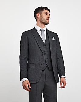 Charcoal Regular Fit Stretch Suit Jacket Short