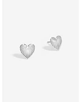 Simply Silver Ridge Heart Stud Earrings