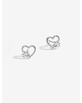 Simply Silver Open Heart Paw Earrings