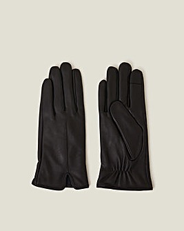 Faux Fur Lined Touchscreen Leather Gloves