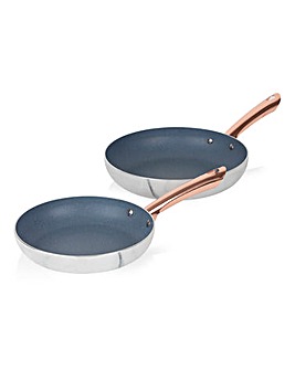 Tower Linear Marble Set of 2 Non-Stick Frying Pans