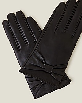 Leather Bow Gloves