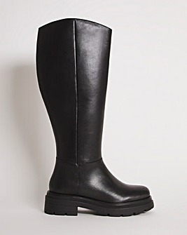 Callia Leather Straight Knee High Boots Wide Fit Super Curvy Calf