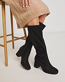 Chana Heeled Stretch Boots Extra Wide EEE Fit Curvy to Super Curvy Calf