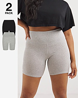 Pretty Secrets 2 Pack Cotton Comfort Shorts Black/Grey