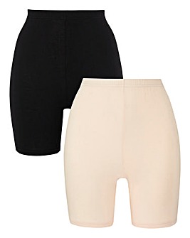 Pretty Secrets 2 Pack Black/Almond Long Leg Comfort Shorts
