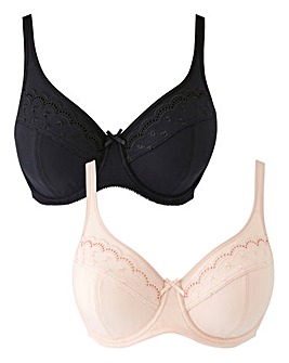 Pretty Secrets Sally 2 Pack Natural/Black Minimiser Full Cup Wired Bras