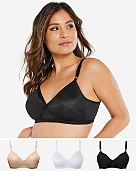 Pretty Secrets 3 Pack Claire White/Black/Almond Moulded Full Cup Non Wired Bras