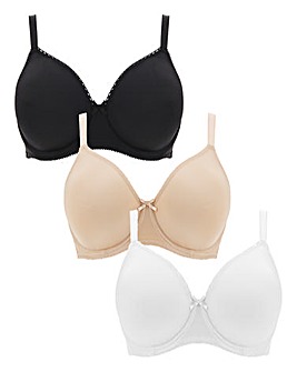 Pretty Secrets 3 Pack Claire White/Black/Almond Moulded Full Cup Wired Bras