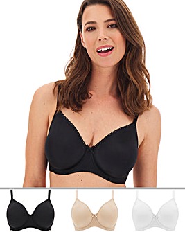 Pretty Secrets 3 Pack Claire White/Black/Beige Moulded Full Cup Wired Bras