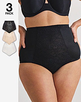 MAGISCULPT (3 Pack) Firm Control High Waist Tummy Control Knickers Blk/Wht/Alm