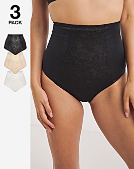 MAGISCULPT Firm Control 3 Pack High Waisted Black/White/Almond Briefs