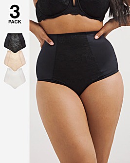 MAGISCULPT 3 Pack High Waisted Black/White/Almond Briefs Firm Control