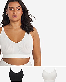 2 Pack Comfort Cable Knit Seamless Crop Top
