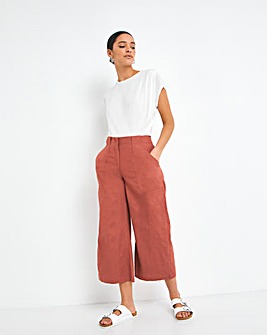 Linen Culotte with Removable Tie Waist