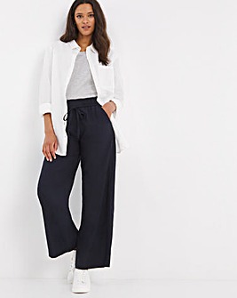 Wide Easy Care Linen Mix Trousers
