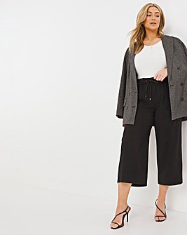 Pull On Black Lyocell Culotte with Pocket Zip Features