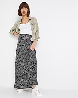 Summer Weight Mono Print Maxi Jersey Skirt