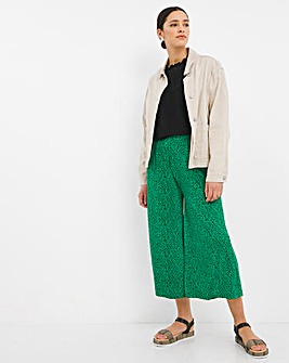 Green Print Summer Weight Jersey Wide Leg Culotte