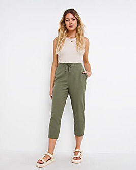 Laundered Cotton Linen Tapered Trouser