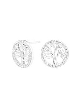 Silver Simply Sterling Silver 925 Cubic Zirconia Tree Of Life Stud Earrings