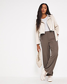 Lyocell Wide Leg Trouser With Zip Trim Pockets
