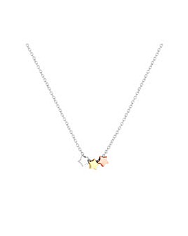 Simply Silver Sterling Silver 925 Tri Tone Triple Star Necklace - Gift Boxed