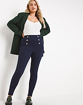 Power Ponte Legging With Military Buttons