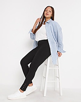 Jersey Legging With Button Trim