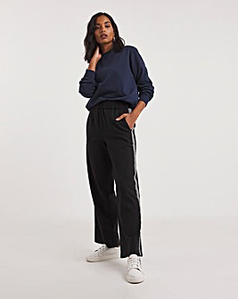 Pull On Power Ponte Wide Leg Trouser With Mono Side Stripe