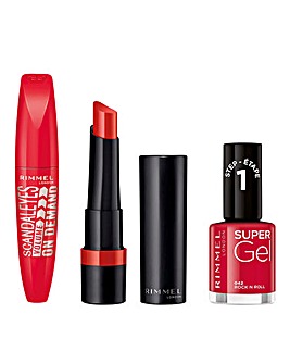 Rimmel Volume Mascara, Lasting Finish Extreme Lipstick & Super Gel Set