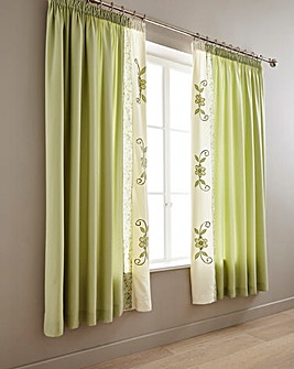 Willow Puffball Curtains & Tie Backs Pencil Pleat