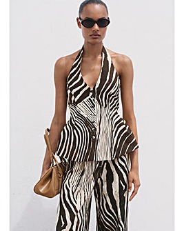MANGO ZEBRA PRINT HALTER VEST