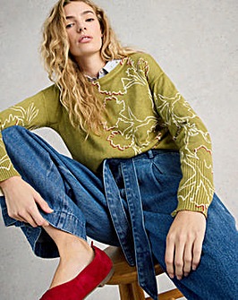 White Stuff Olive Print Jumper