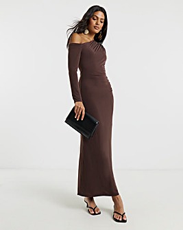 Flounce London Jersey Asymetric Ruched Midaxi Dress