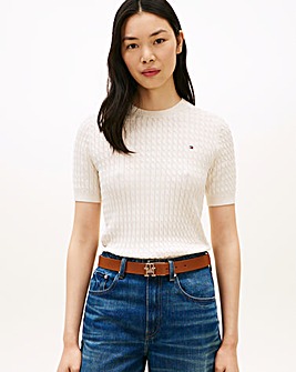 Tommy Hilfiger Cable Knit Short Sleeve Sweater