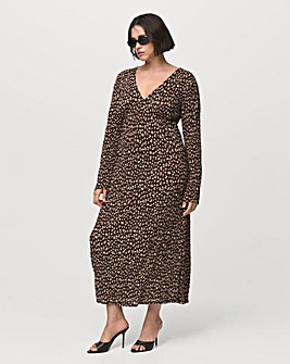 Mango Flare Sleeve Floal Midi Dress