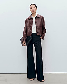 Mango Faux Leather Collared Jacket