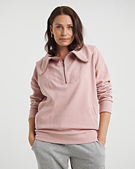 Pink Ottoman Half Zip Sweatshirt