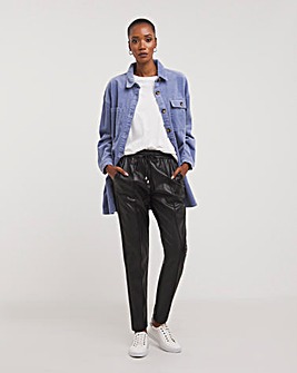 Pull On High Waisted Faux Leather Jogger