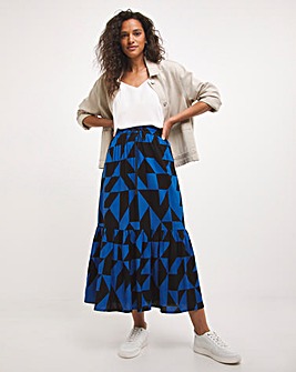 Blue Print Tiered Skirt