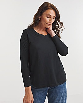 Black Slouch Long Sleeve V-Neck T-Shirt