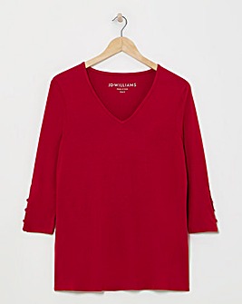 Button Detail V Neck Top