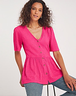 Crinkle Button Down Angel Sleeve Top