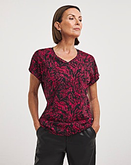 V Neck 3/4 Length Sleeve Printed Top